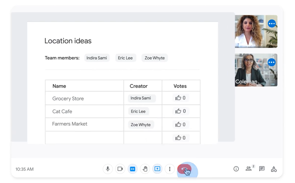 Colleagues collaborating on a Google Doc in real time over a virtual meeting - source: https://workspace.google.com/intl/en_uk/?utm_source=google&utm_medium=cpc&utm_campaign=emea-gb-all-en-dr-bkws-all-super-trial-b-t1-1011339&utm_content=text-ad-crnurturectrl-none-DEV_c-CRE_687881722464-ADGP_Hybrid+%7C+BKWS+-+MIX+%7C+Txt+-+Brand+-+Google-Workspace+-+General-KWID_43700081366902331-kwd-22587430-userloc_9190954&utm_term=KW_workspace-g&gad_source=1&gclid=CjwKCAiAqfe8BhBwEiwAsne6gQl0D0h7U08CE3RNUsssm2y1FBFWViPumRWgxZF35_n-hqqLFeBjSRoCQlUQAvD_BwE&gclsrc=aw.ds