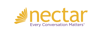 Nectar logo — gold wordmark 'nectar' with a stylized gold petal/wing graphic at left and the purple tagline 'Every Conversation Matters™' beneath.
