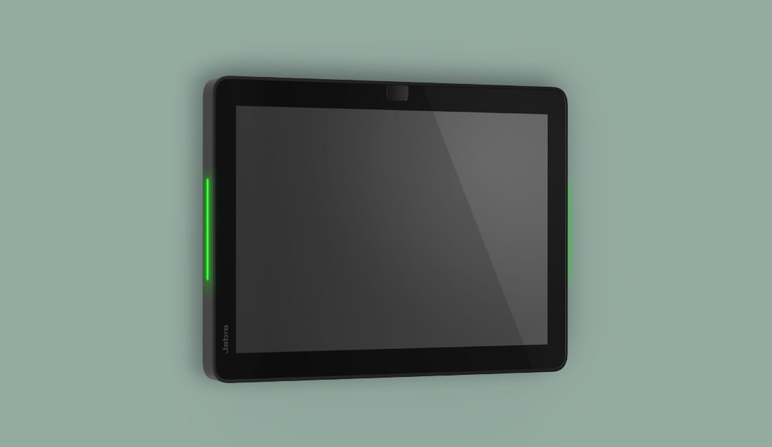 Jabra Scheduler room booking tablet — front view